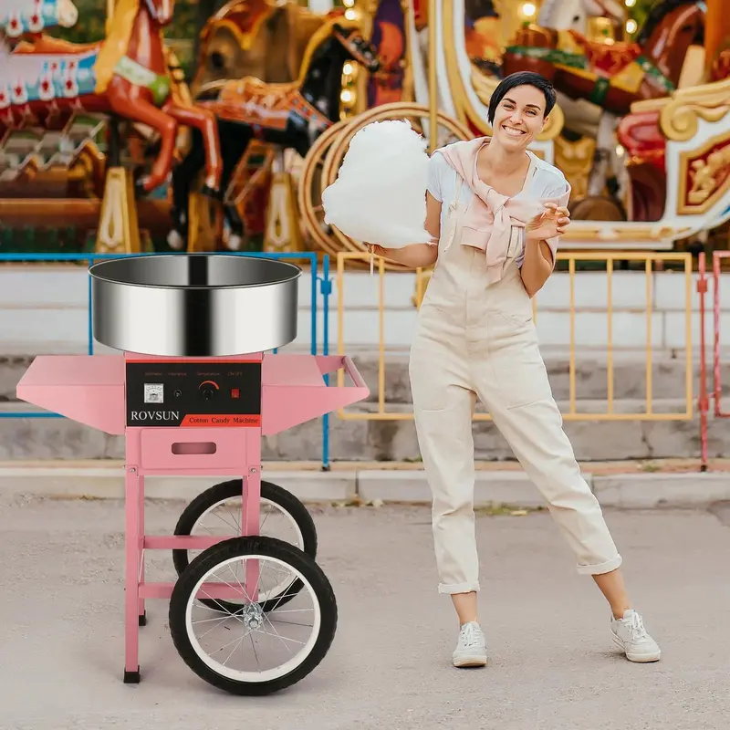 ROVSUN 21-Inch Cotton Candy Cart – Mobile Concession Machine