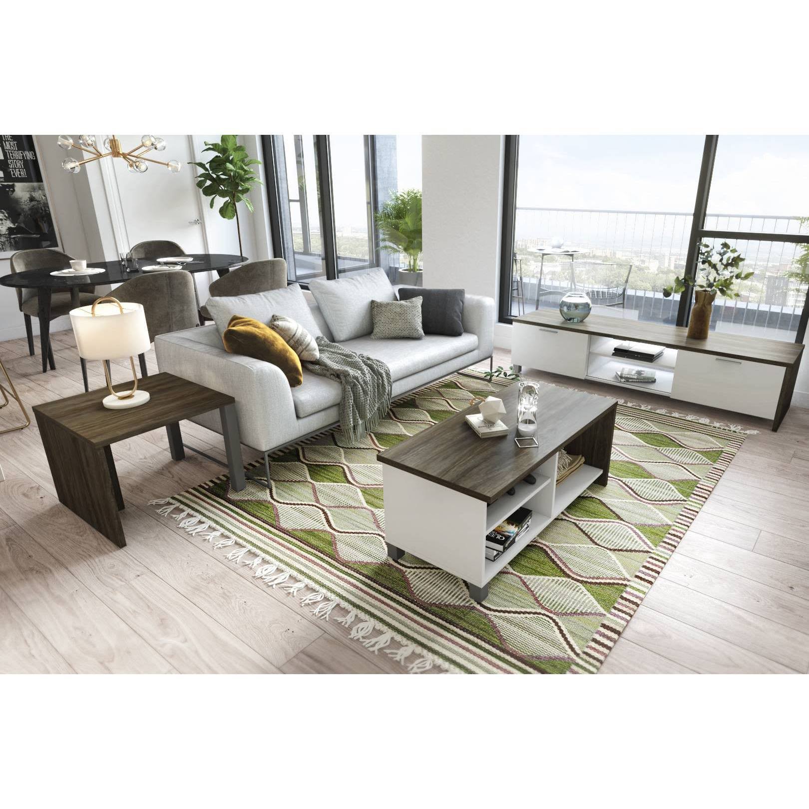 Bestar Lucida End Table - Walnut Grey