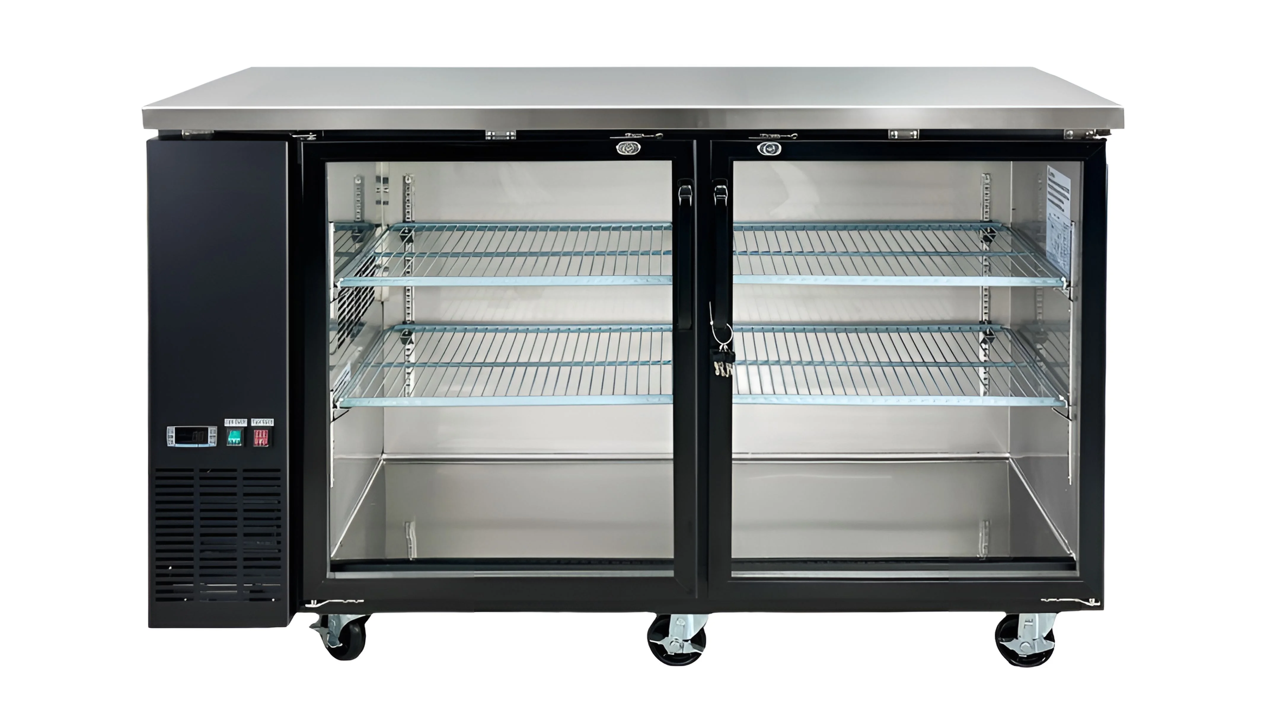 60 in. Beer Black Glass Door Back Bar Cooler Case  15.8 Cu. ft.