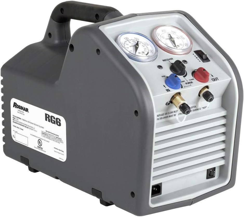 RG6 Portable Refrigerant Recovery Machine - 115V AC, 60 Hz