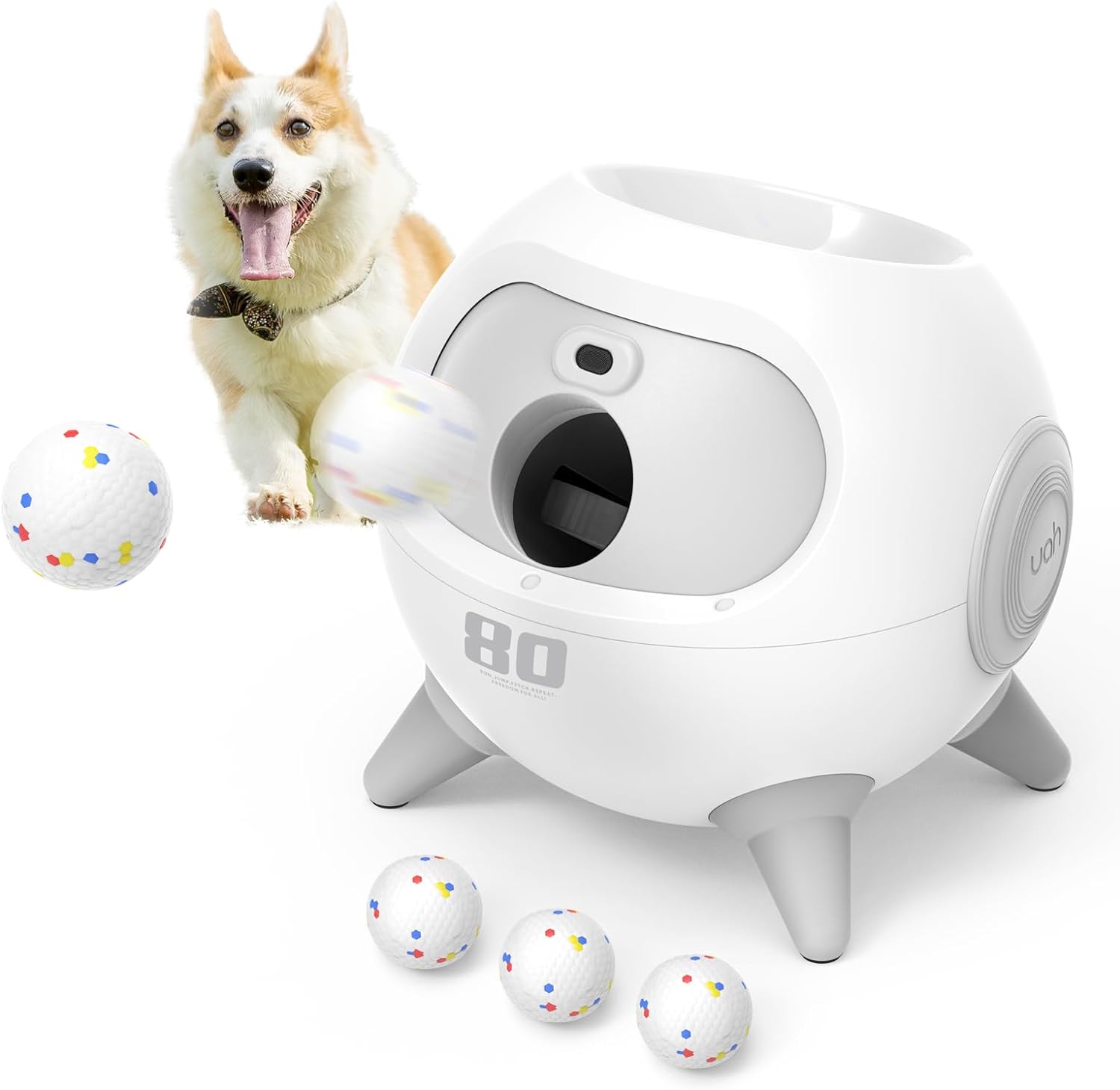 iRetriever Dog Ball Launcher with 4Pcs Balls, Automatic Obstacle Avoidance Dog Ball Launcher Suitable for Medium & Large Dogs