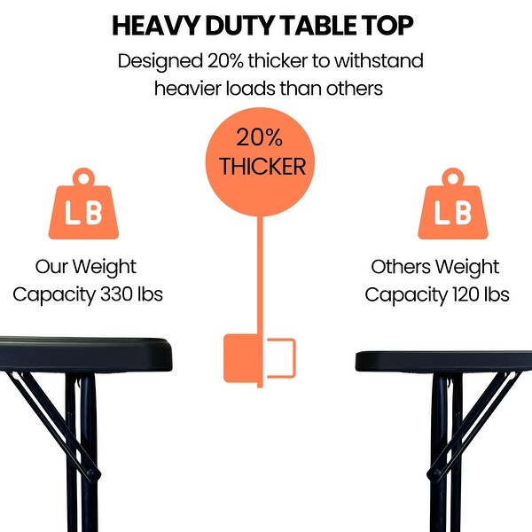 FoldinHalf Folding Utility Table 4Feet Lightweight Height Adjustable Office Party Black Set of 5