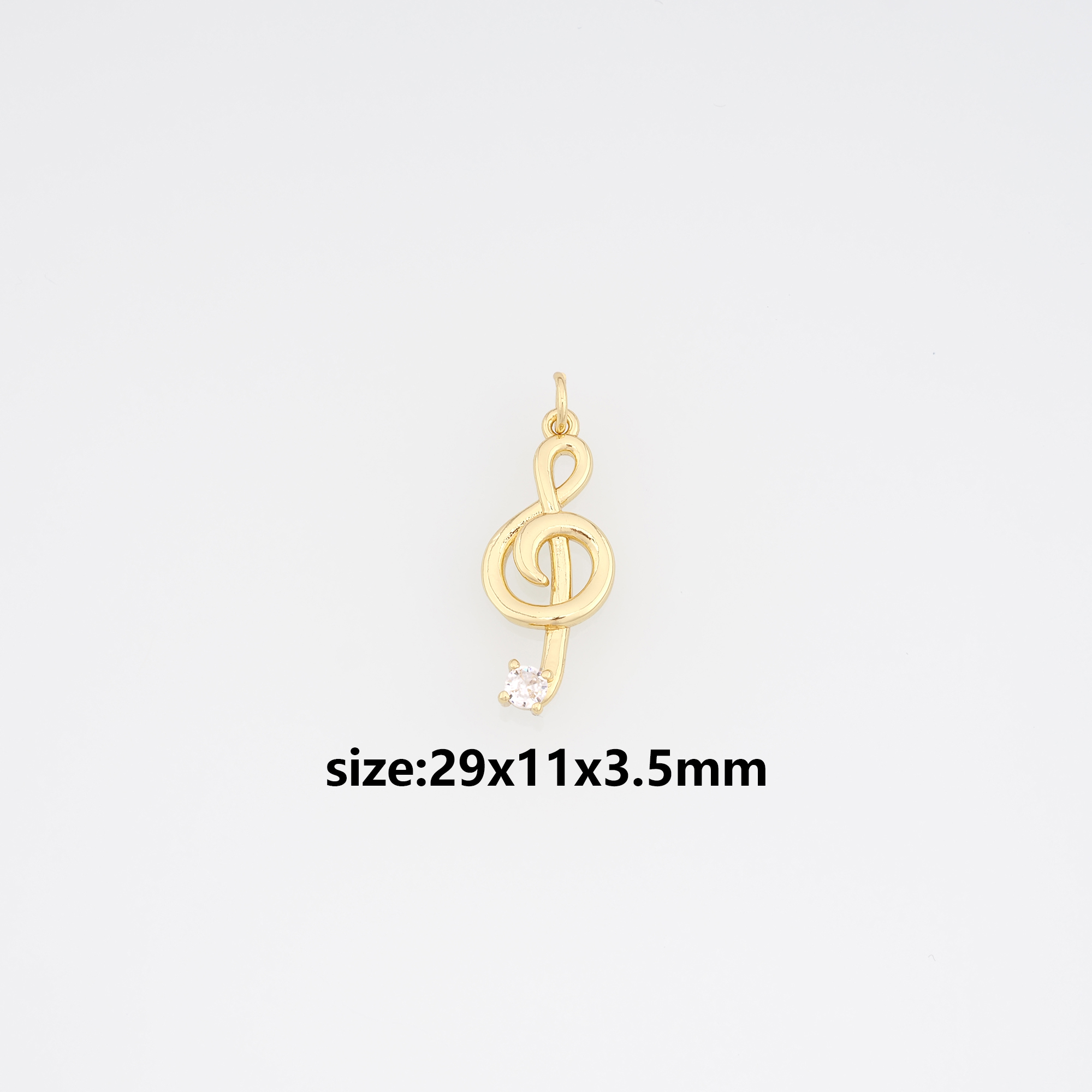18K Gold Filled Note Pendant,Harp Pendant,CZ Musical Instrument Charm Earrings Necklace for DIY Jewelry Making Supply