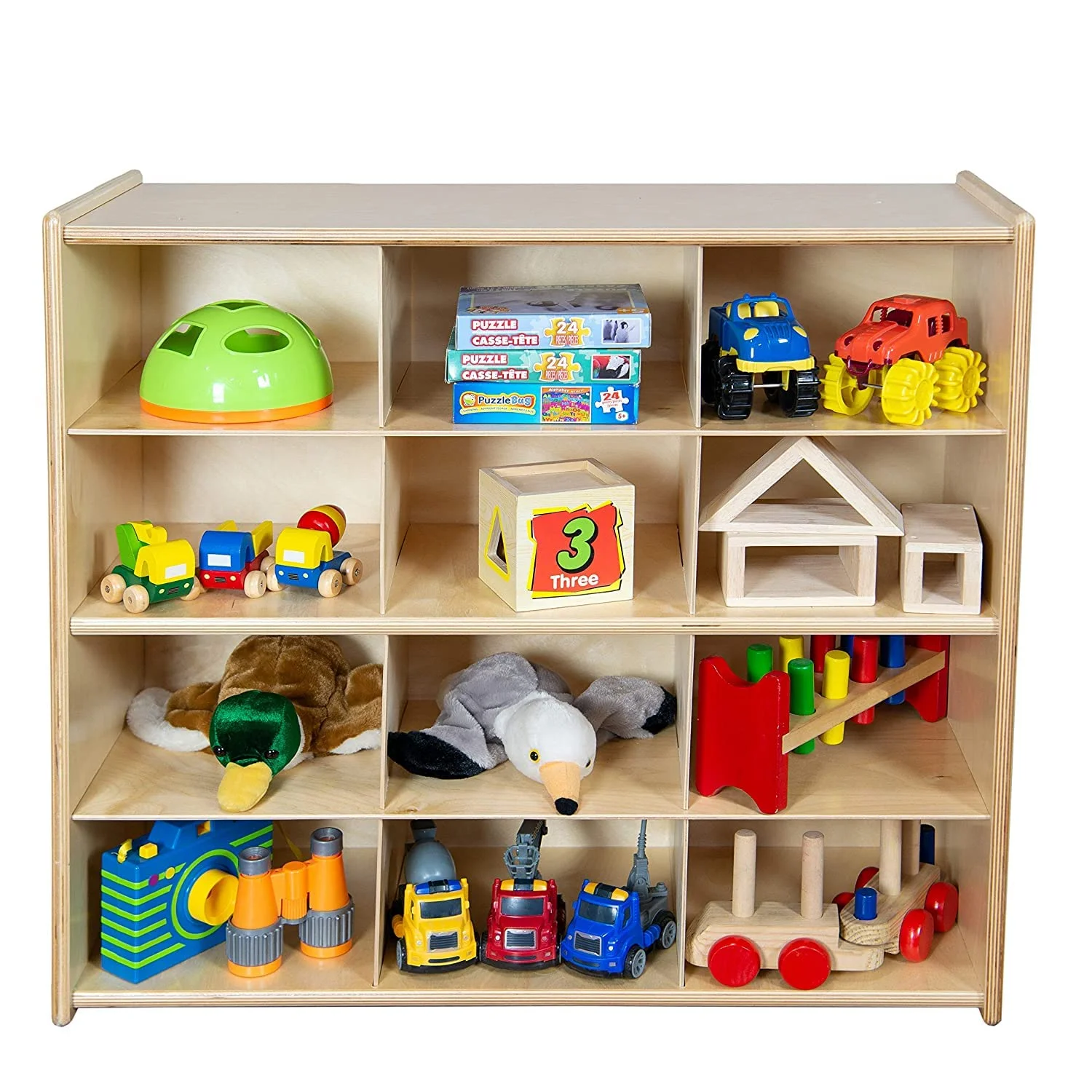 12 Cubbies 100% Birch Plywood Storage Cabinet, Office And Homeschool Organizer For Toys, Books, Art And Craft Supplies [Fully Assembled]