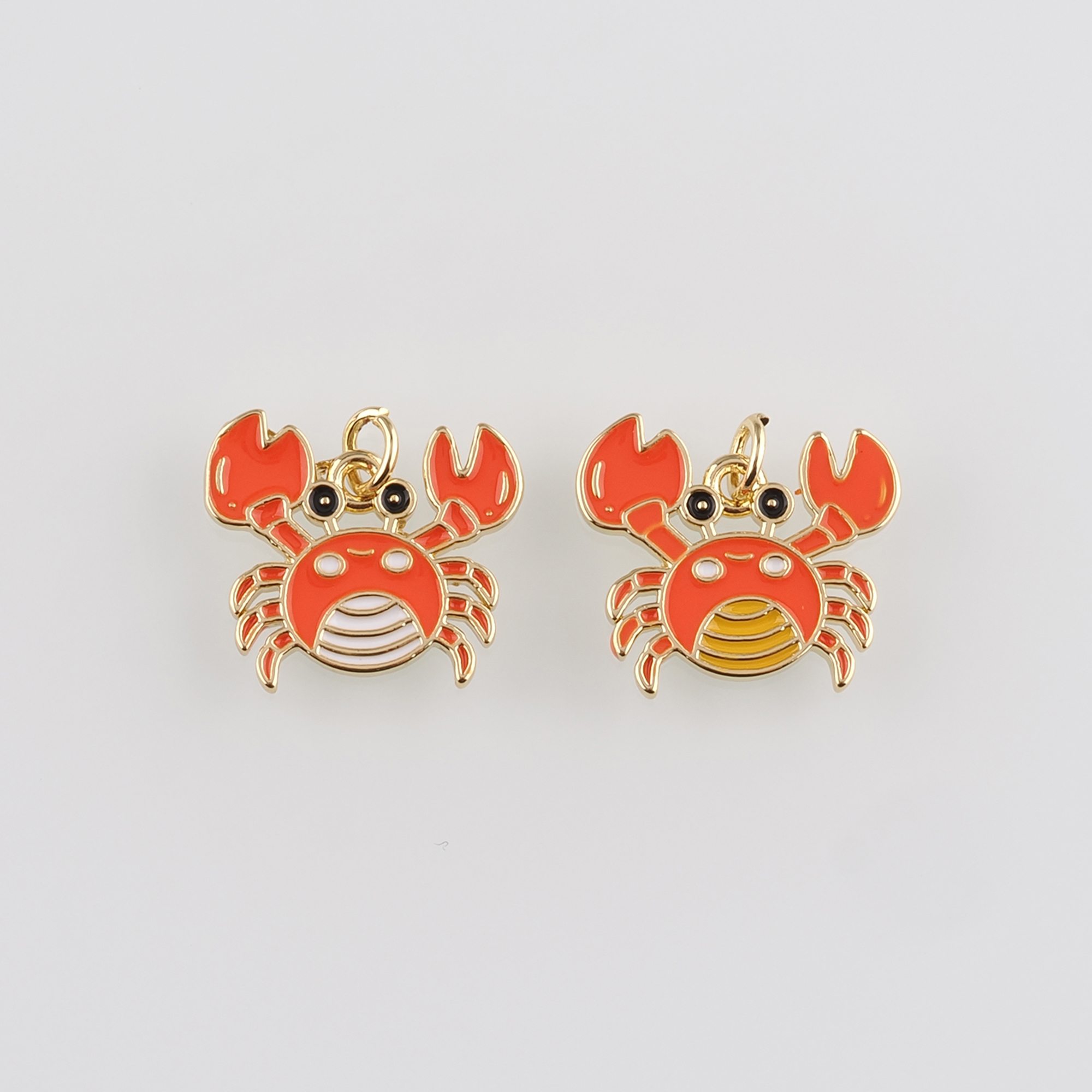 18K Gold Filled Crab Pendant,Enamel Cancer Charm Earrings Necklace for DIY Jewelry Making Supply