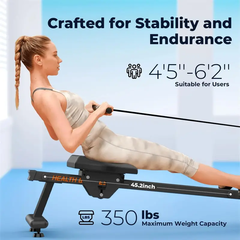 YOSUDA Magnetic Resistance Rowing Machine – 350 LB Capacity Home Fitness Ergometer