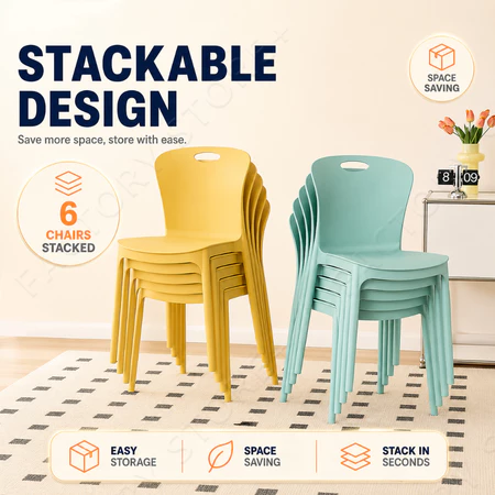 Stackable Plastic Dining Chair, No Assembly Modern Armless Side Chair, Space Saving Stack Design, Multicolor Available