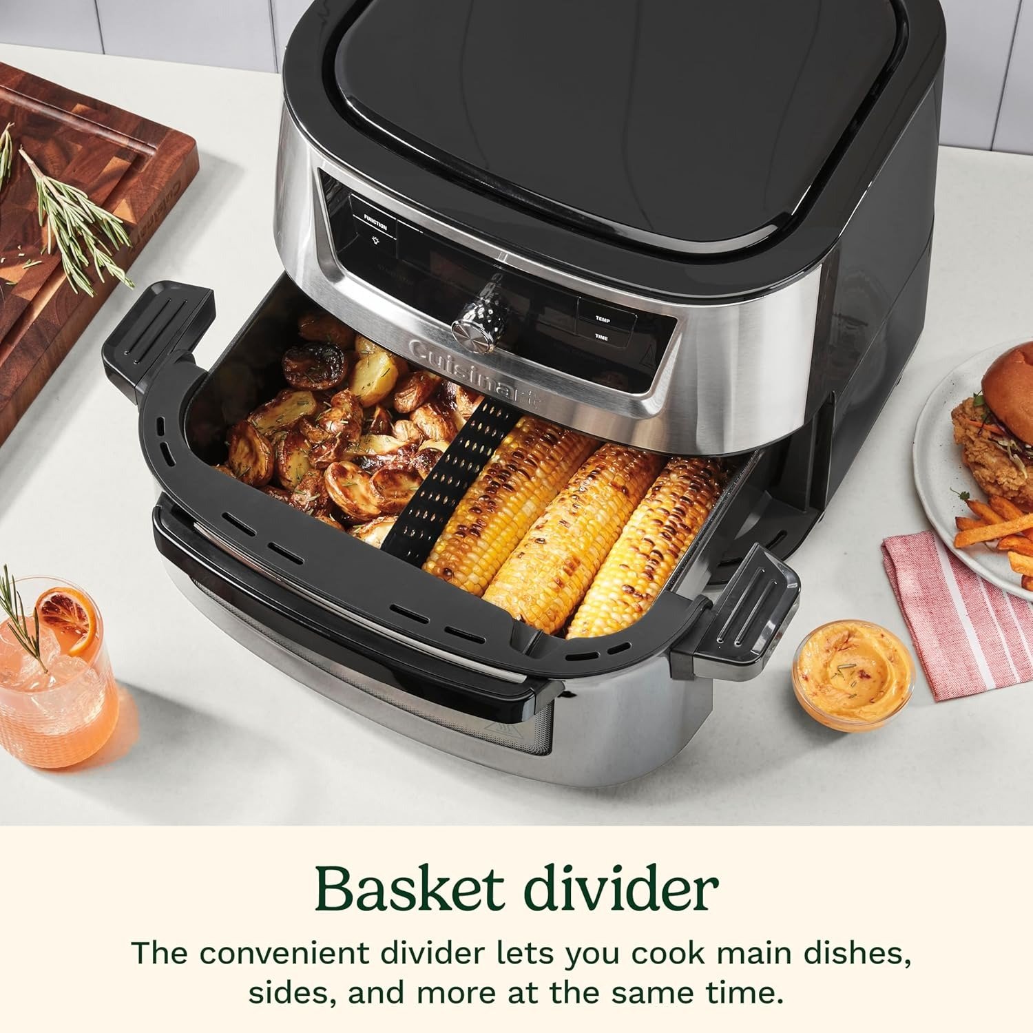 Air Fryer, 9-Quart Basket Stainless Steel Fryer Oven with 6 Presets to Roast, Bake, Broil, Air Fry, Dehydrate and Keep Warm, Dishwasher-Safe Parts, Quick & Easy Meals,Black