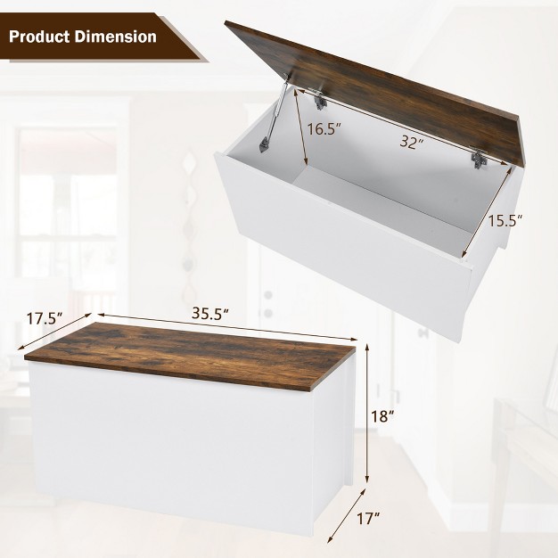 Costway Flip top Storage Chest Lift Top Storage Bench Wooden Deck Box Toy Box