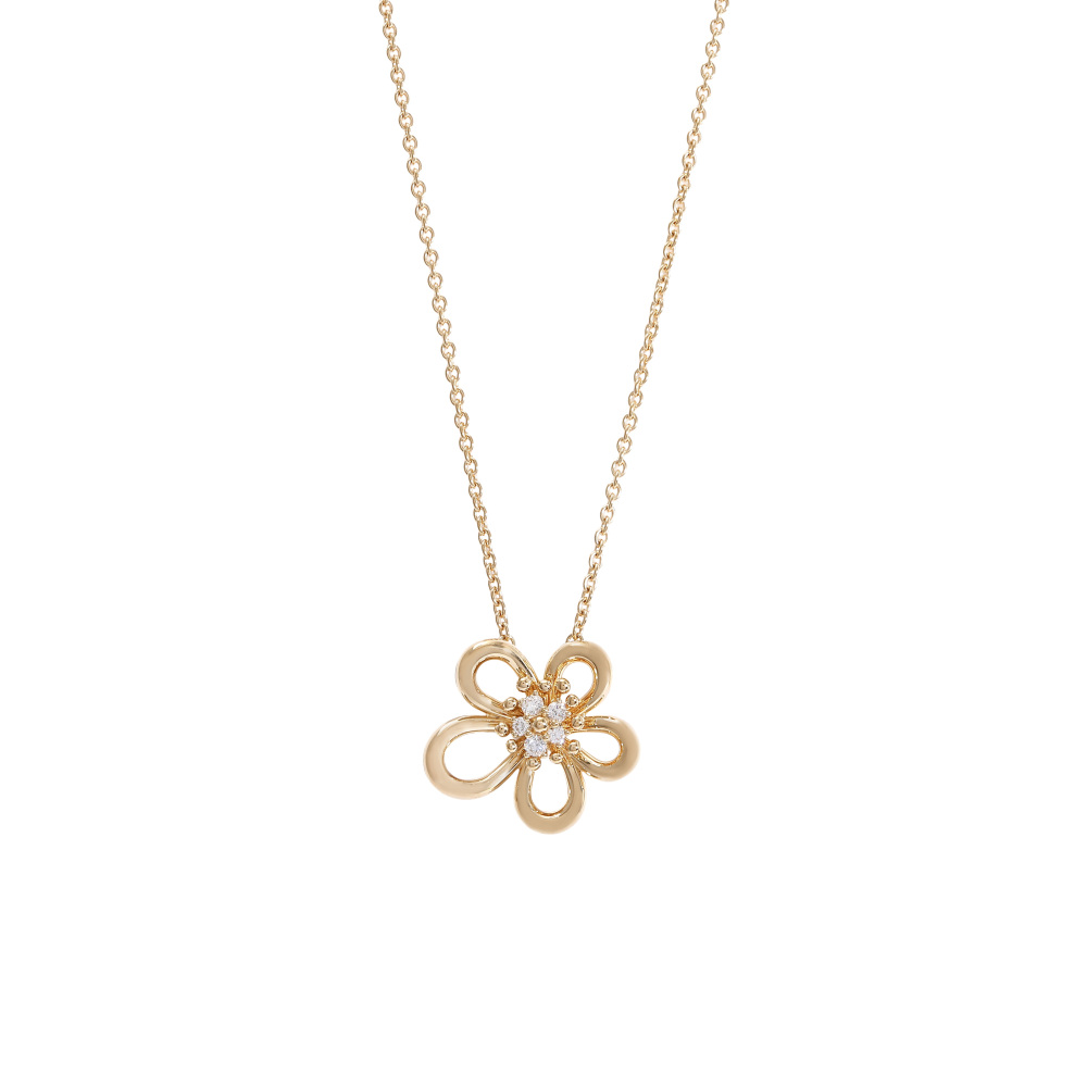 Van Cleef & Arpels Flower Lace Necklace 18K Yellow Gold Diamond VCARPME200
