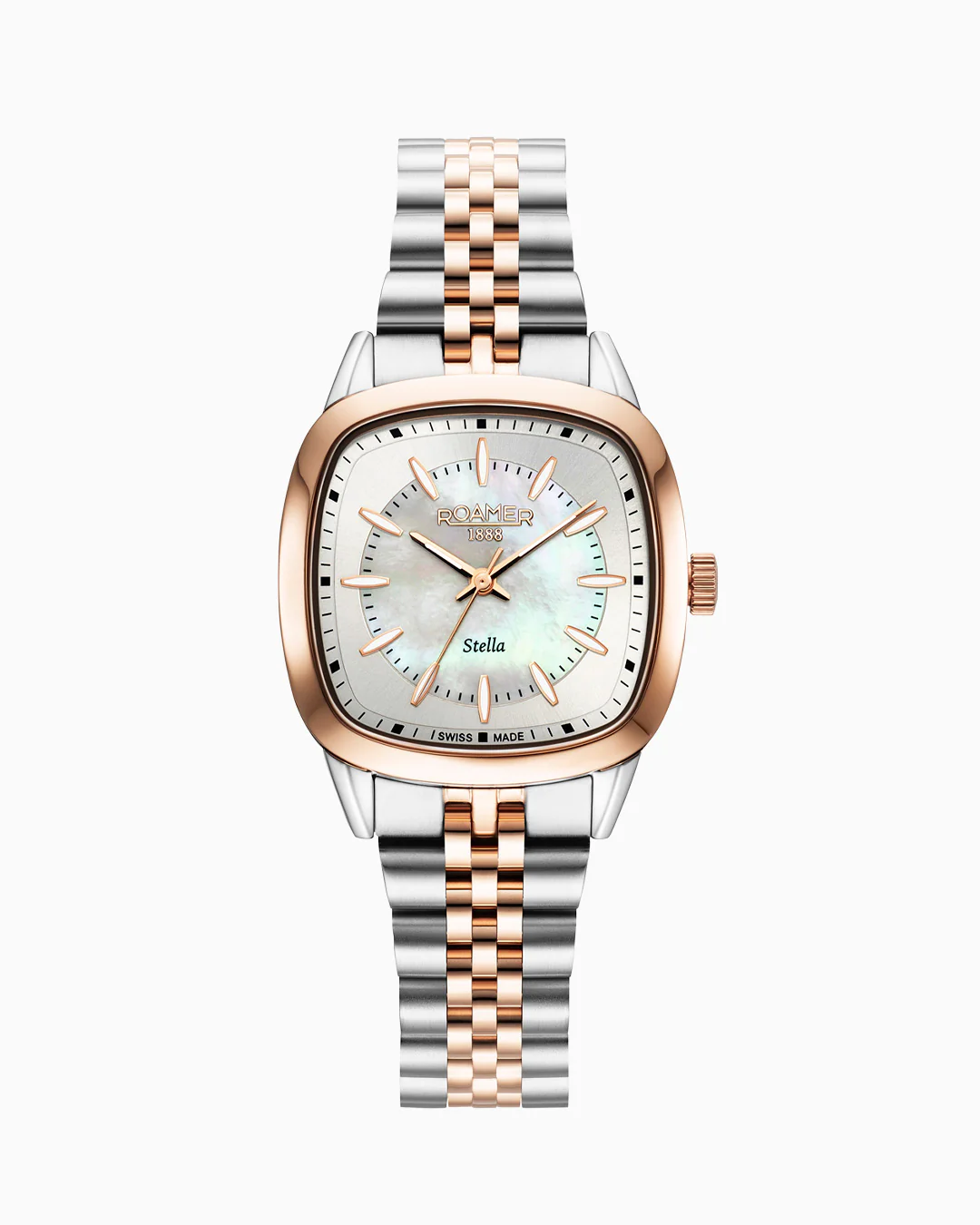 Stella 32.5mm Quartz Three-Hand White Mop Dial RoseGold-Silver Tone Bracelet Sapphire antireflection glass  Stainless Steel swiss watch