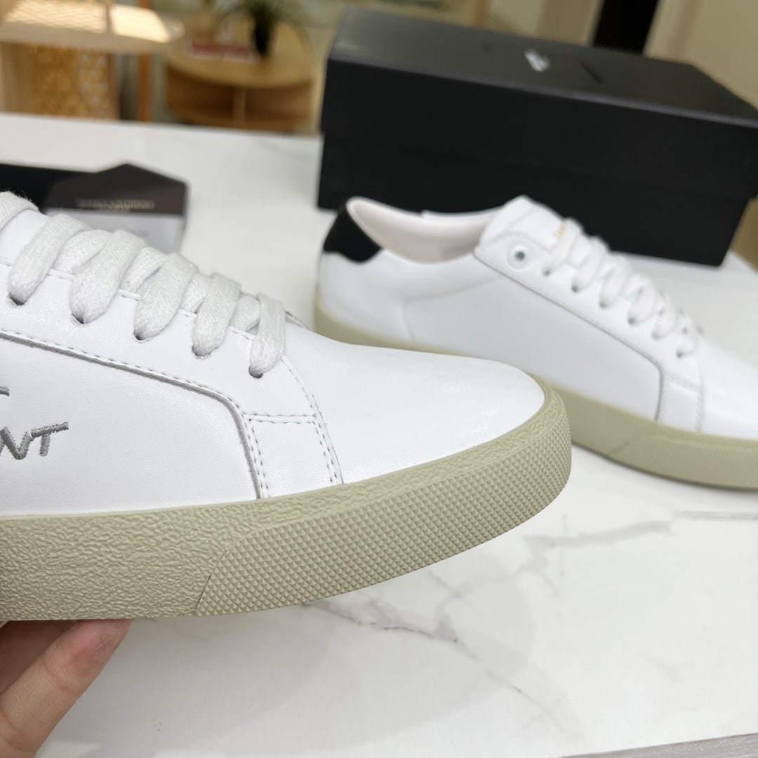 Saint Laurent Court Classic Embroidered Sneakers Black And White