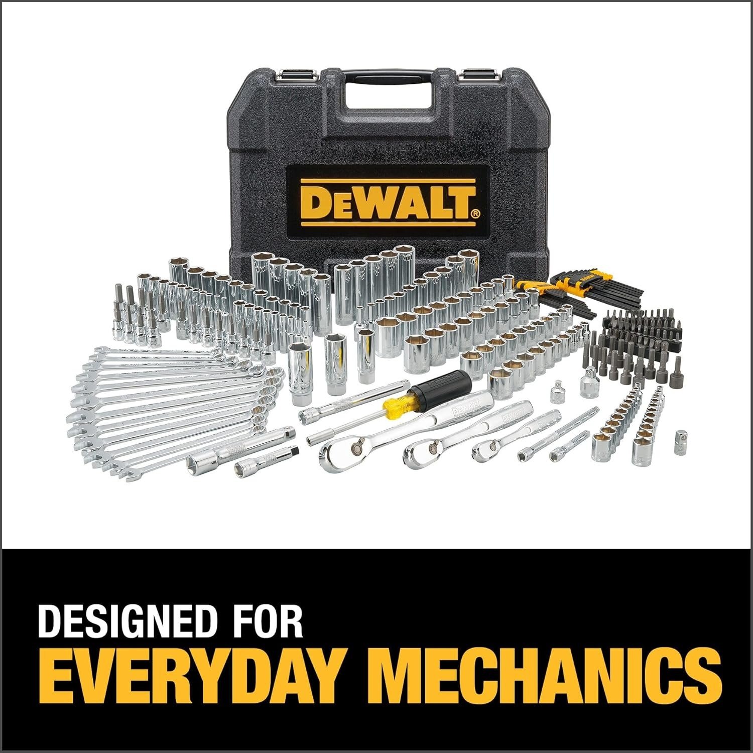 Mechanic Tool Set, 247-Piece, 1/4 in., 3/8 in. and 1/2 in. Drive, SAE, Ratchets, Sockets, Hex Keys, Combination Wrenches, Polish Chrome Finish