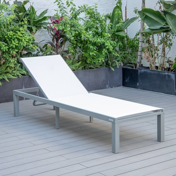 Aluminum Beach Pool Sun Lounge Chair Sling Mesh Fabric Reclining Stackable Lounger Chair