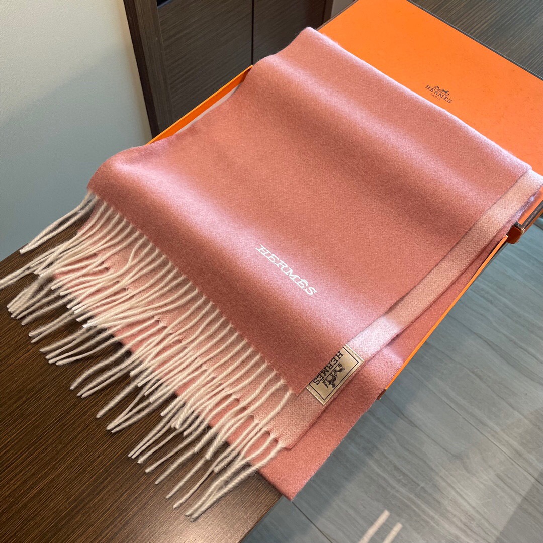 Hermes Cashmere Scarf Ombre Pink For Women 180cm