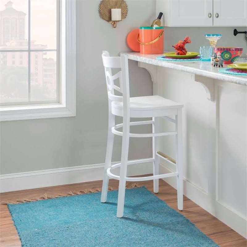 Linon Ederlee Solid Wood Set of Two Barstools in White - CYMX2424