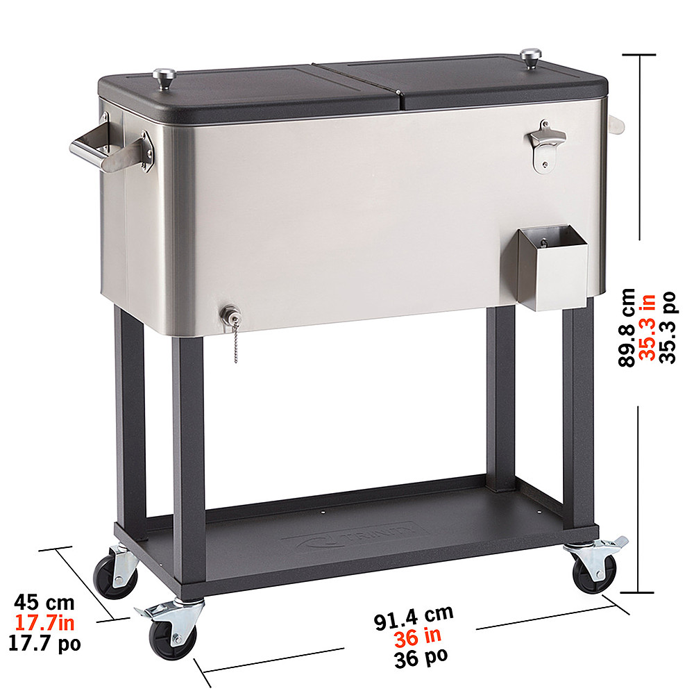 TRINITY | 80 Quart Stainless Steel Cooler | w/ Shelf - Stainless Steel, Black