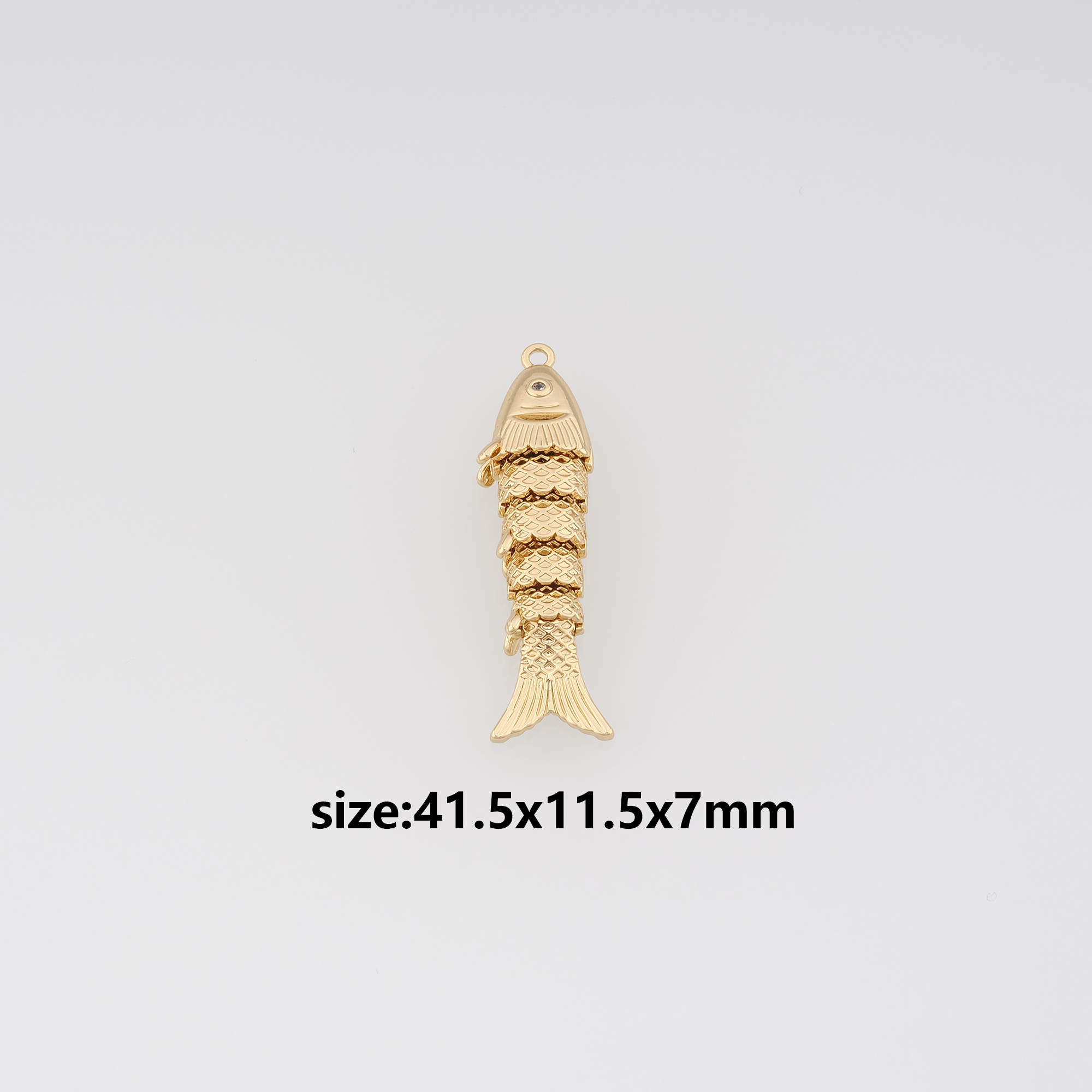 18K Gold Filled Fish Pendant,Ocean Fish Charm Earrings Necklace for DIY Jewelry Making Supply