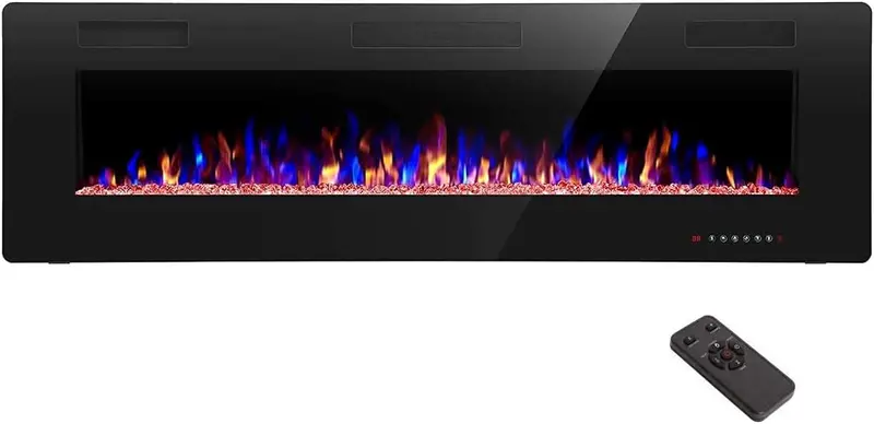 R.W.FLAME 60-Inch Low-Noise Electric Fireplace – Recessed or Surface-Mounted Installation