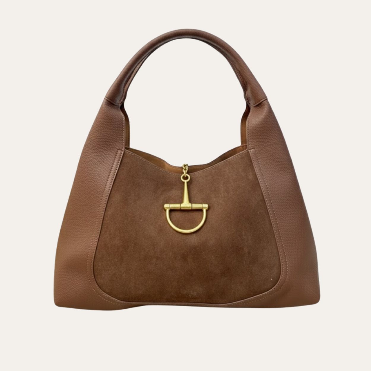 Gucci Softbit Maxi Suede Shoulder Bag Brown 16.5 Inches