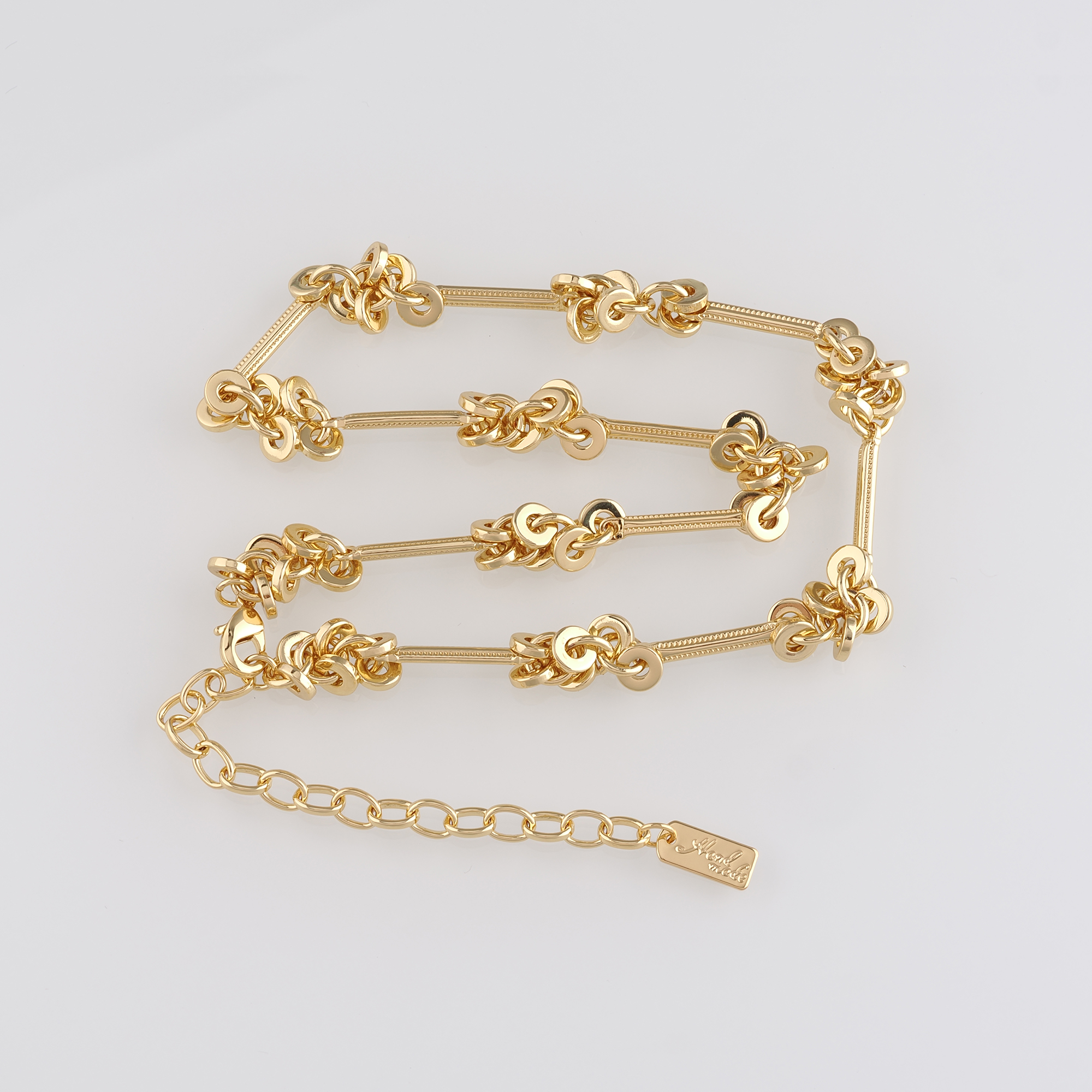 18K Gold Filled Disc Chain Necklace,Gold Bead Link Chain Necklace,Beaded Link Chain,Minimalist Necklace,Adjustable Necklace