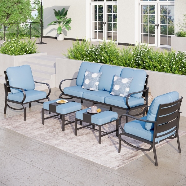 MAISON ARTS 5/7Seat Patio Conversation Set,Sofa Set with 2 x Single Sofa Chairs,1 x 3seater Sofa and Coffee Table/Ottomans