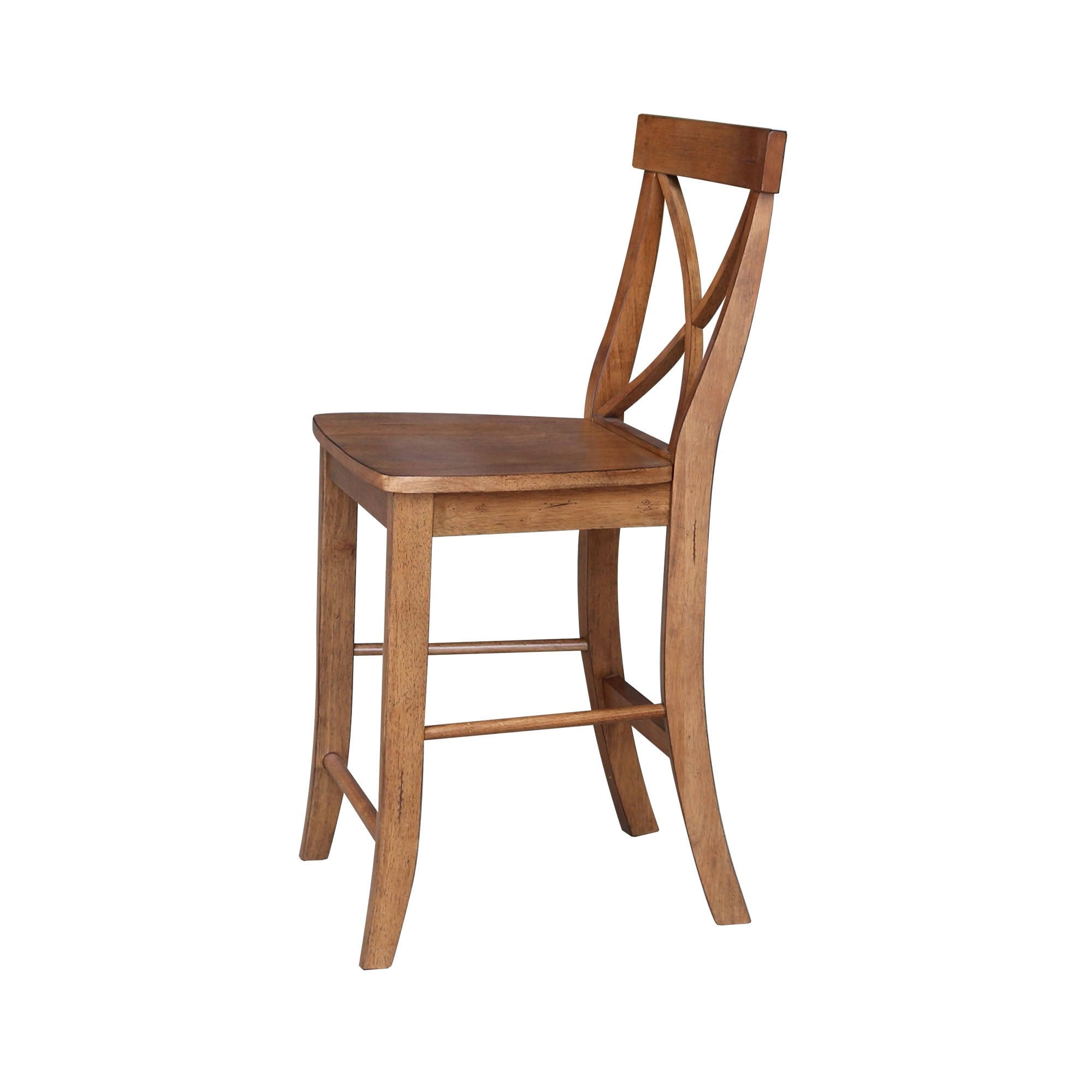 International Concepts S42-6132 24 in. X-Back Counter Height Stool - Distressed Oak