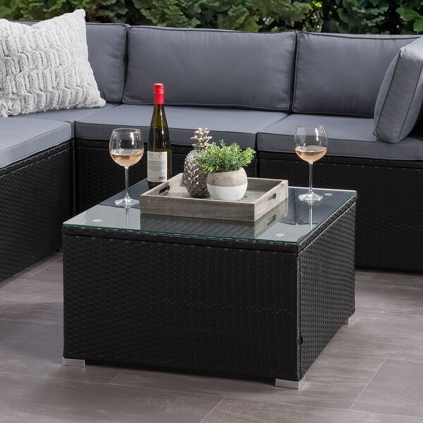 Parksville Wicker Square Patio Coffee Table,Black