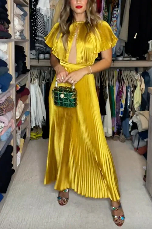 Cut Out Maxi Dress With Flutter SleevesClistos