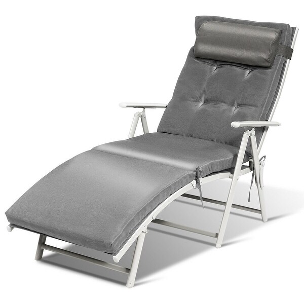 Costway 2PC Folding Chaise Lounge Chair with Cushion