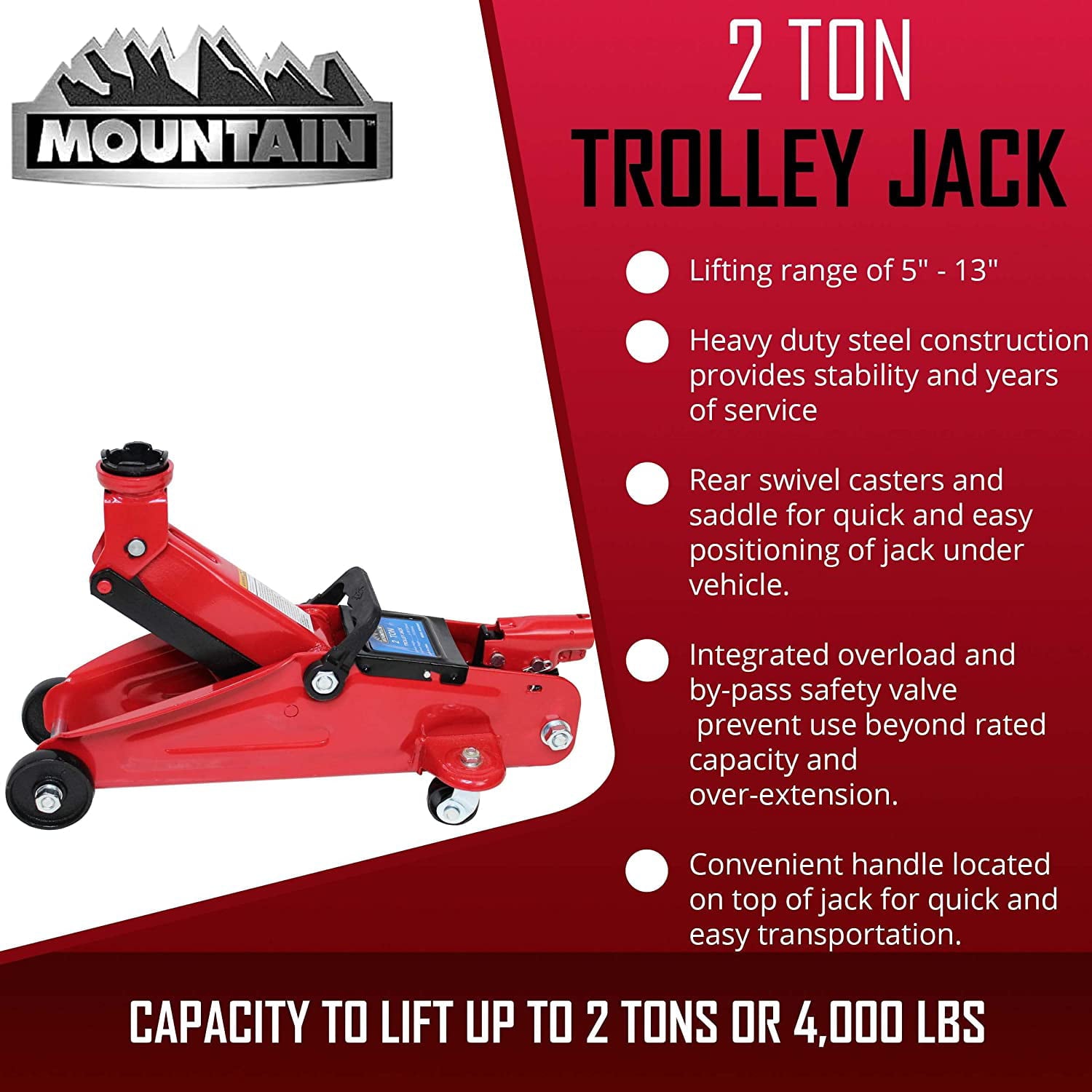 Mountain MTN22007 2 Ton Trolley Jack