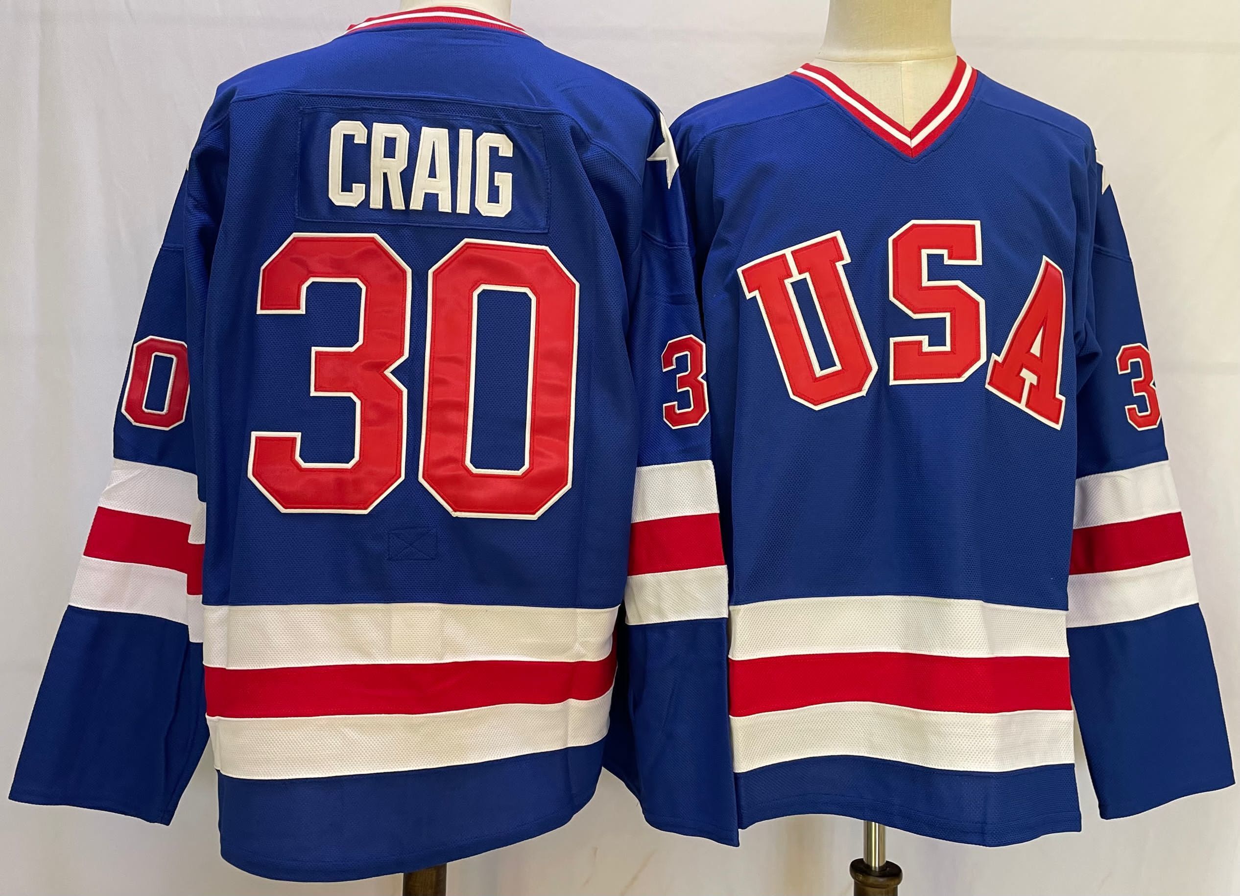 Men's USA Hockey Jim Craig #30 Blue Player Jersey