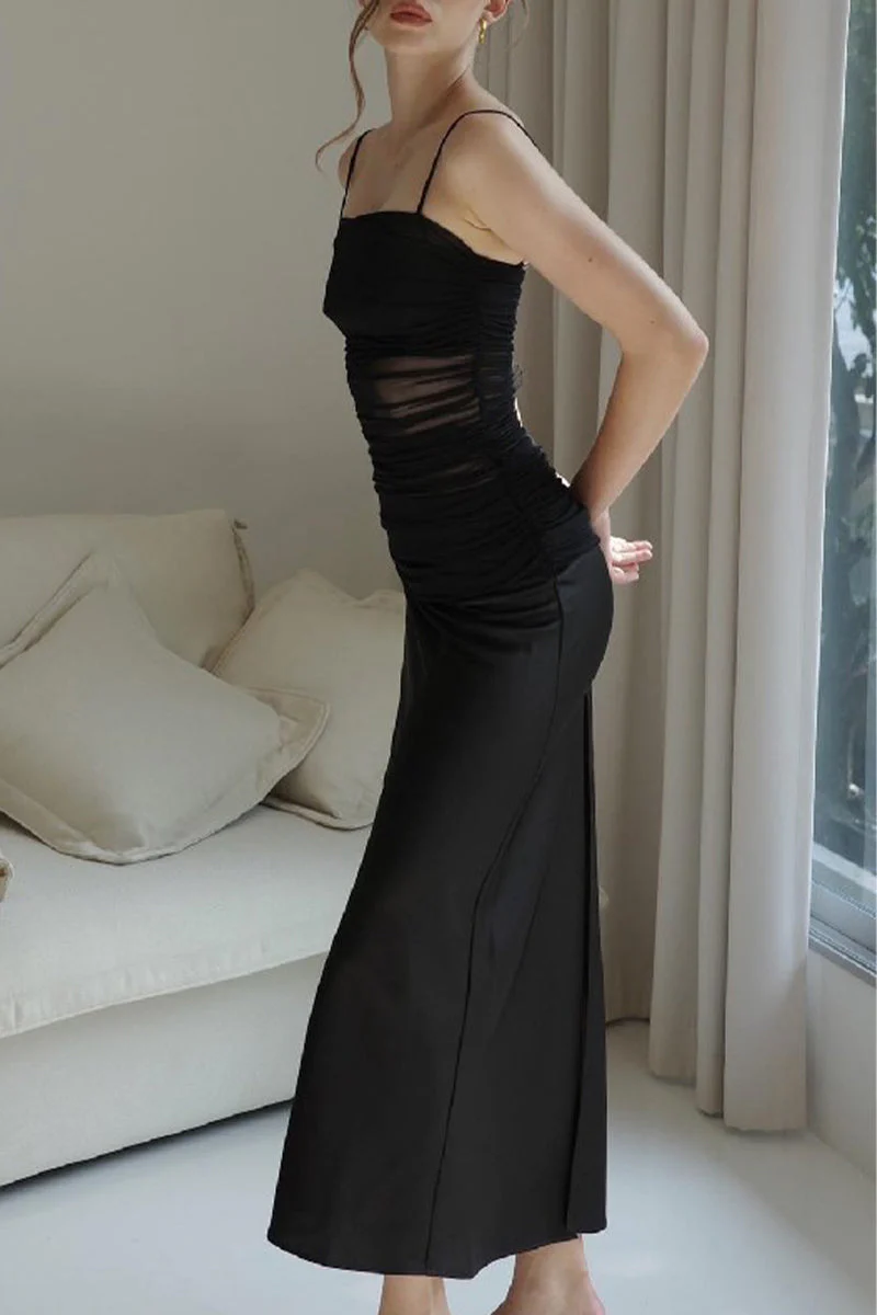 Backless Square Neck Sling Maxi DressClistos