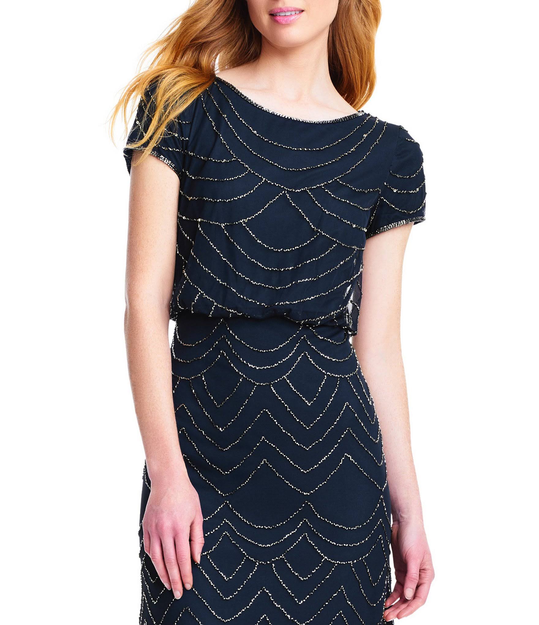 Adrianna Papell Beaded Blouson Gown - 2 / Black