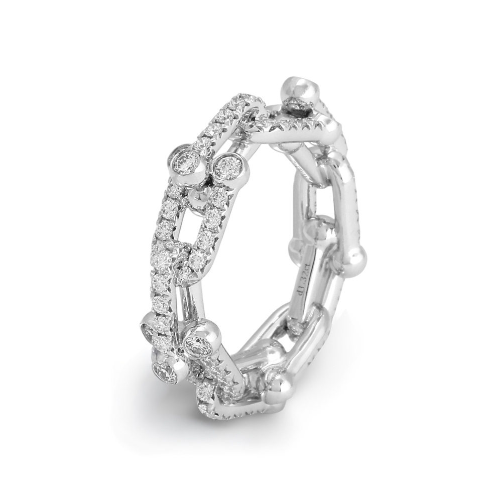Tiffany & Co. Hardware Ring 18K White Gold Diamond 72671465