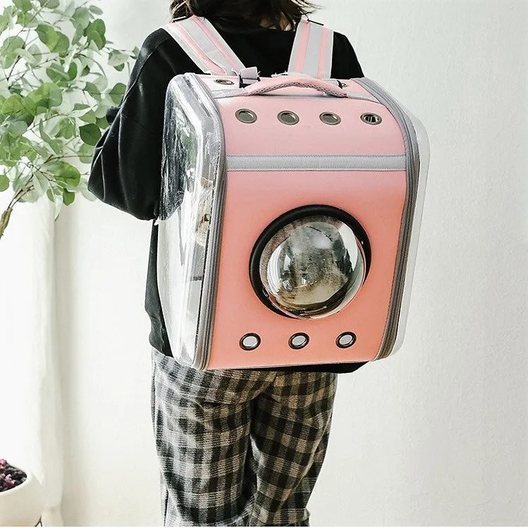 Large Pet Backpack Portable Space Capsule Breathable Window Cat Carrier