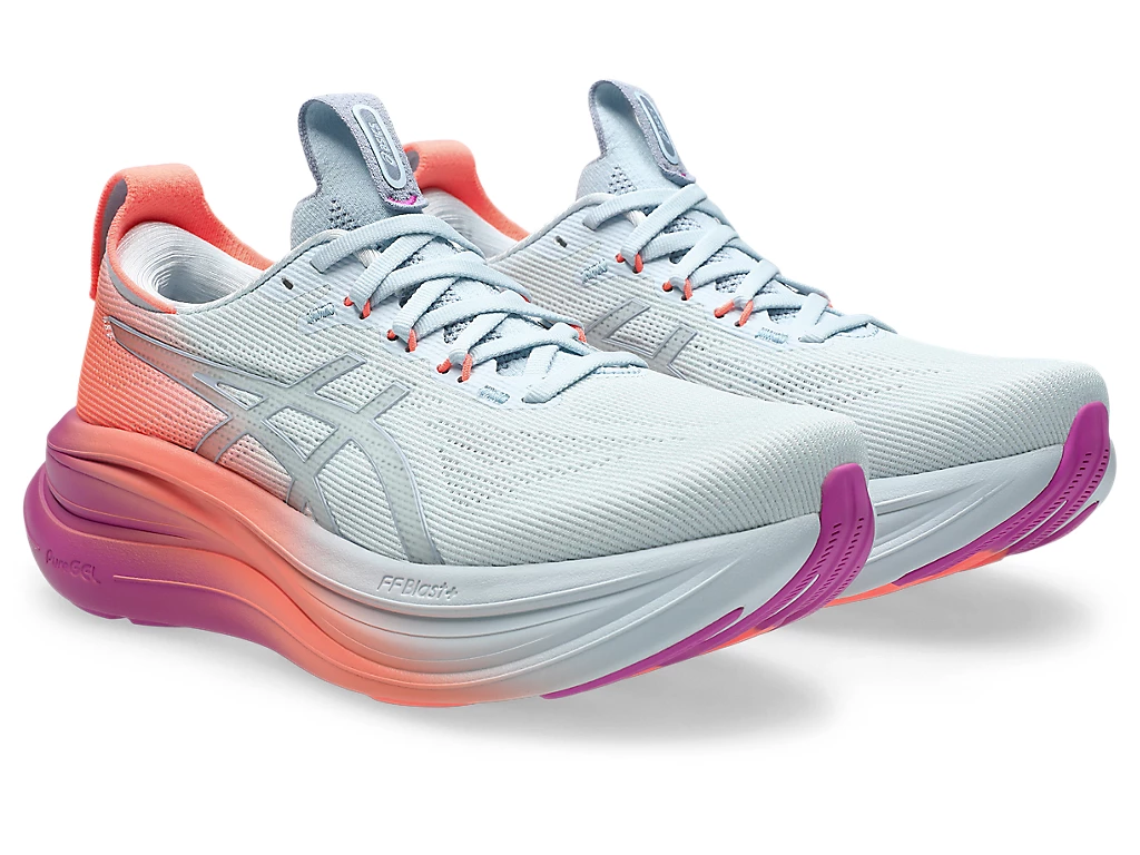 ASICS GEL-NIMBUS 28 Running Shoes. Sky/Digital Sakura 1012B987-400