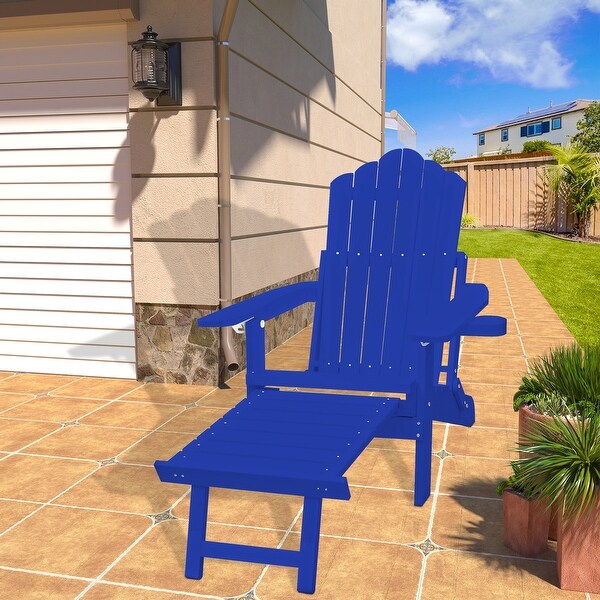 Clihome HIPS Folding Patio Adirondack Chair with Pullout Ottoman
