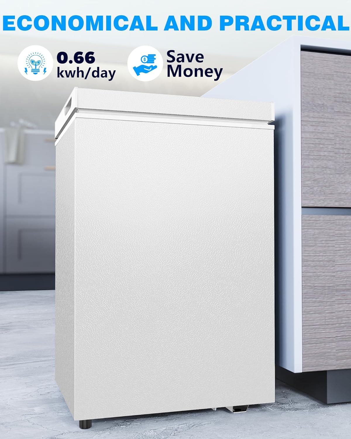 Kismile 7.0/3.5 Cubic Feet Chest Freezer with Removable Basket Free Standing