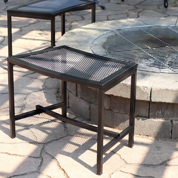 Sunnydaze Fire Pit Bench Black Mesh Steel 23 x 16 Inch