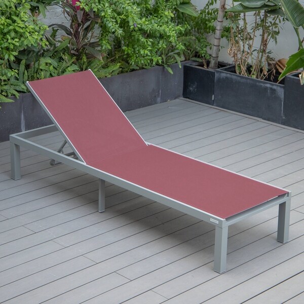 Aluminum Beach Pool Sun Lounge Chair Sling Mesh Fabric Reclining Stackable Lounger Chair