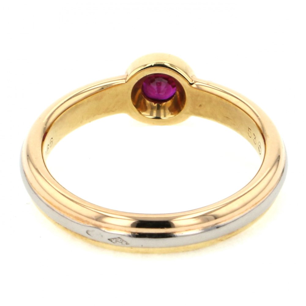 Cartier Three Gold Ruby Ring K18YG Yellow Gold K18WG White Gold K18PG Pink Gold Ring Tri-Gold