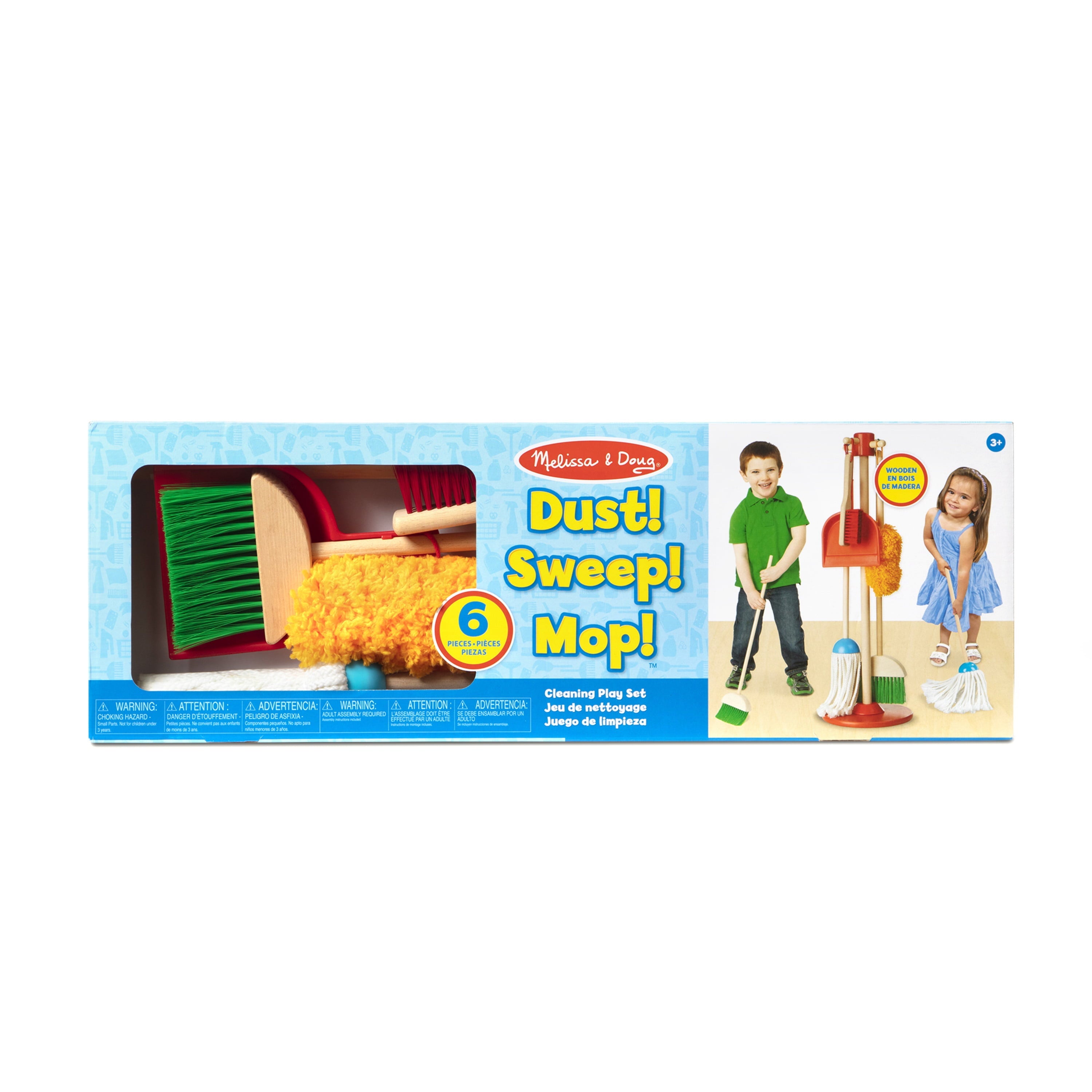 Melissa and Doug Dust! Sweep! Mop! 6-Piece Pretend Play Set – FSC-Certified Materials