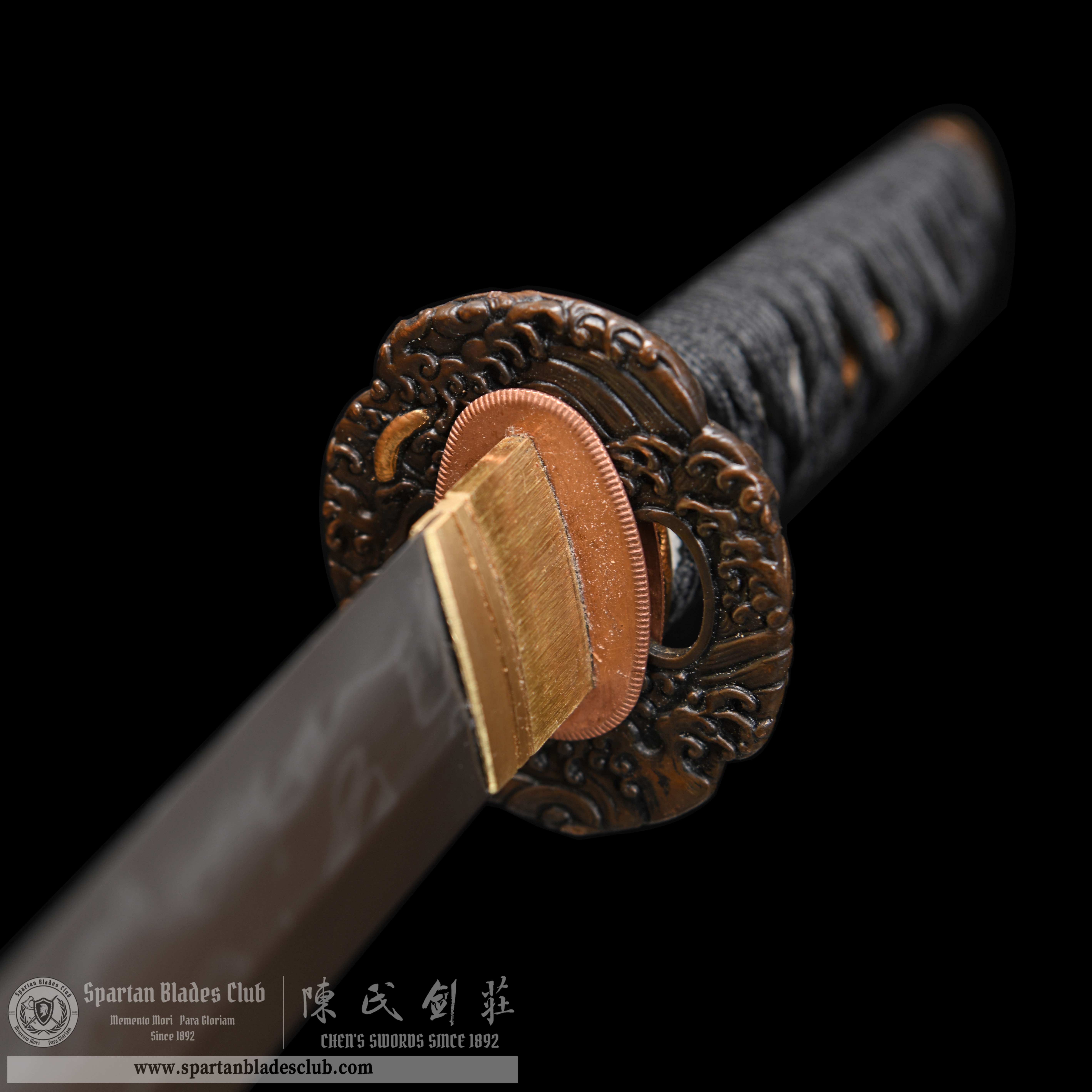 HY156 | YuBo Blade | Tanto | T10 Steel Clay-tempered | Hitatsura Hamon | Real Hamon | Ray skin | Black | Battle-Ready | Full-tang | Spartan Blades Club | CHEN'S SWORDS 1892 - Spartan Blades Club - 陳氏劍莊1892