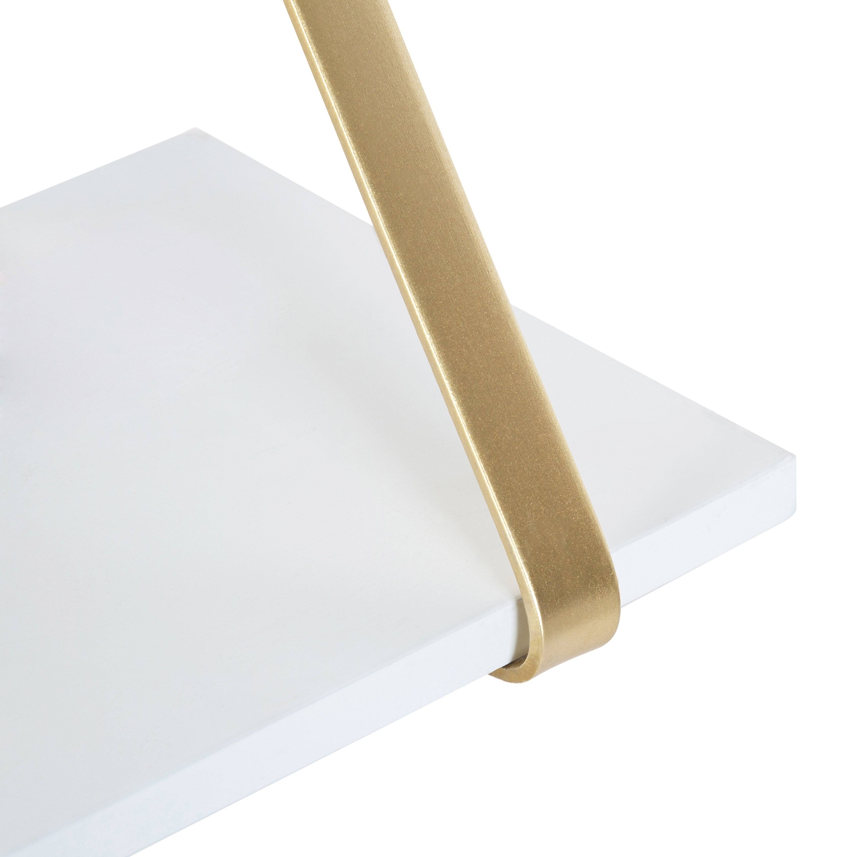 Kate and Laurel Soloman Modern Wooden Shelves - 2 Piece - White/Gold