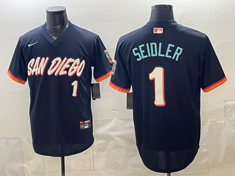 Men's San Diego Padres Peter Seidler #1 Obsidian 2026 City Connect Stadium Jersey