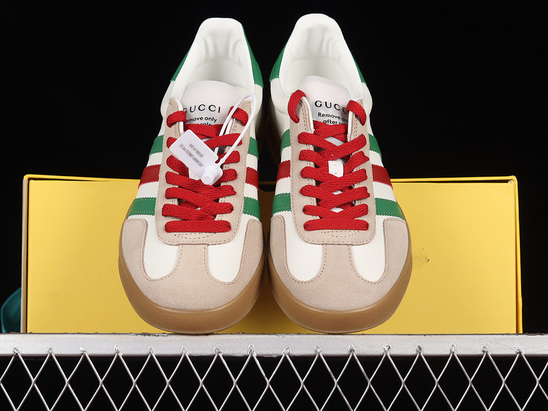 Adidas X Gucci Gazelle Shoes Cloud White/Green/Red 439547
