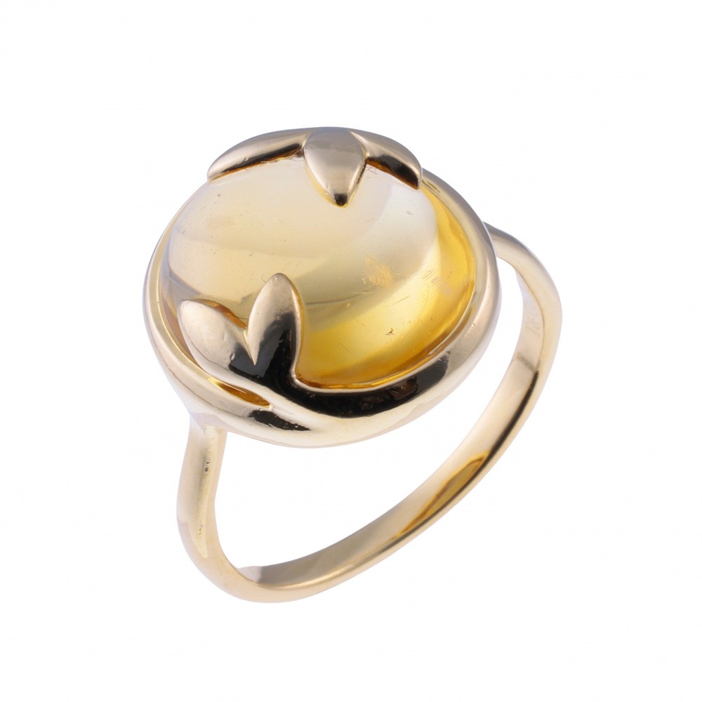 Tiffany & Co. Paloma Picasso Olive Leaf Ring 18K Yellow Gold Citrine