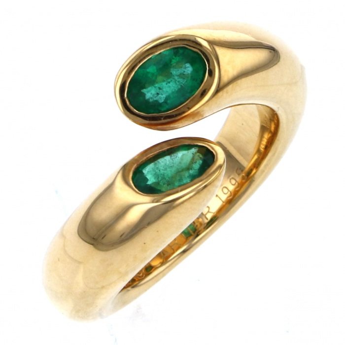 Cartier Ellipsedet Croise K18YG Yellow Gold Ring Emerald