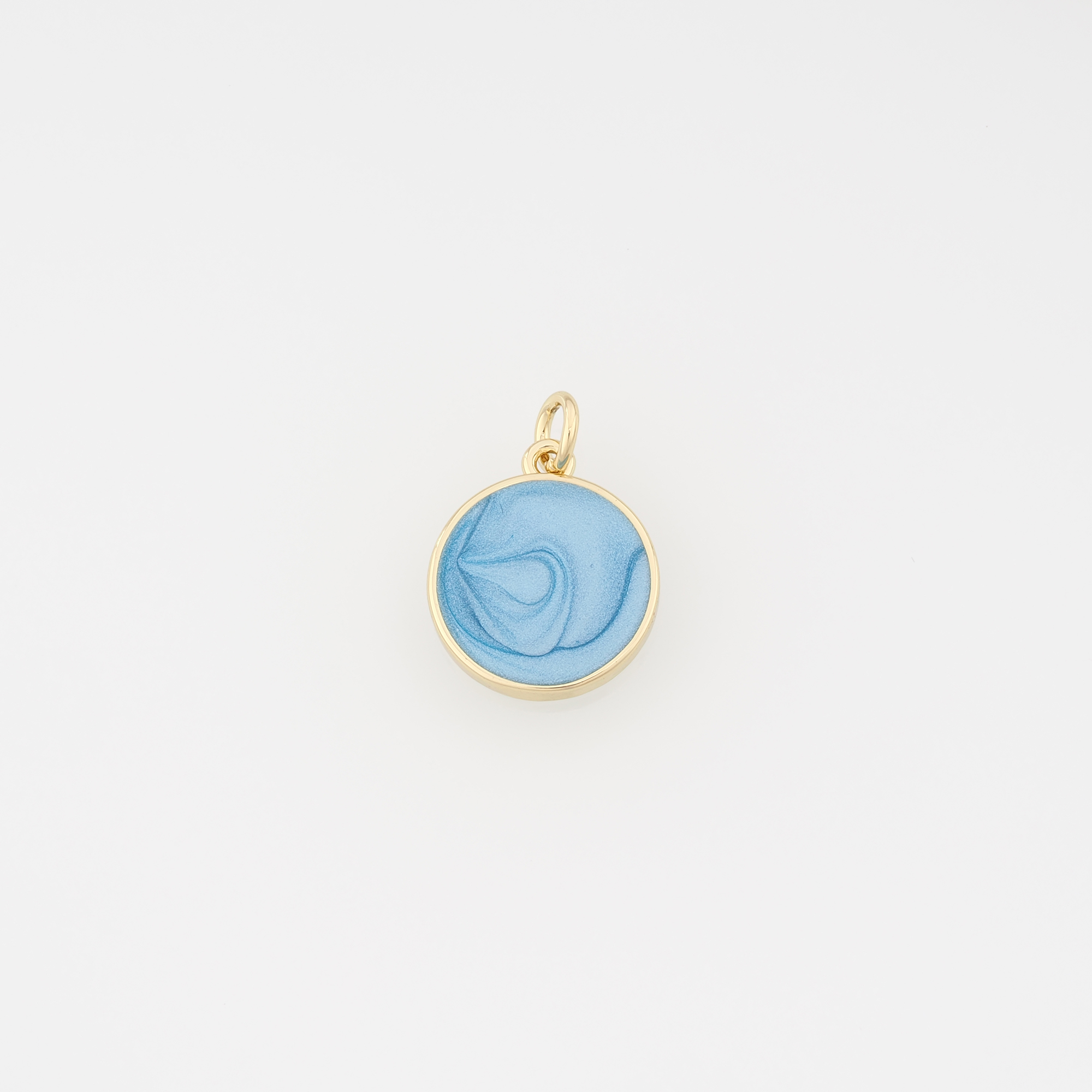 18K Gold Filled Round Pendant,Enamel Round Charm Earrings Necklace for DIY Jewelry Making Supply